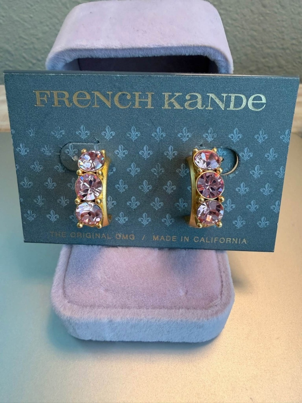 French Kande | Swarovski Huggie Earrings In Light Rose